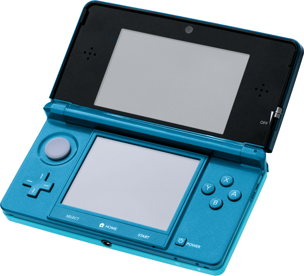 A model shows a Nintendo DSi, the revamped version of Nintendo's